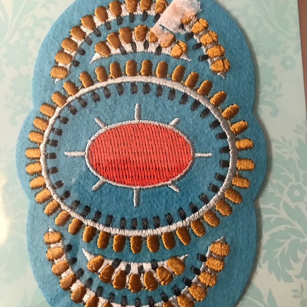 Simplicity turquoise Blue & Coral Embroidered Appliqué Patch (Set of 5) hat jean - Picture 2 of 2